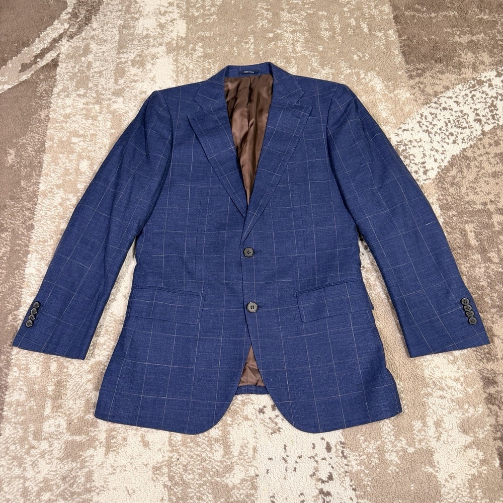 Suitsupply Lazio 36R‎ Sport Coat Wool Silk Linen Vitale Barberis Canonico Plaid